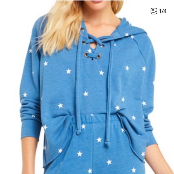 Wildfox SET Starry Blue Lace-Up Hoodie